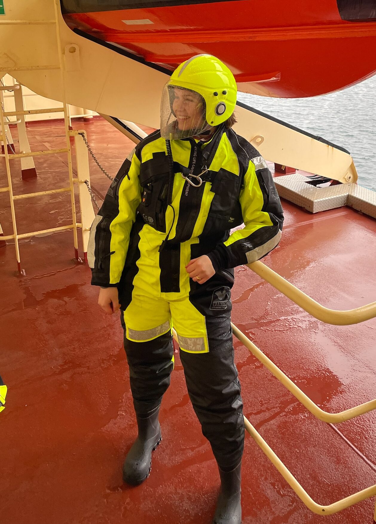 Emilie Øvsthus aboard Maersk Minder