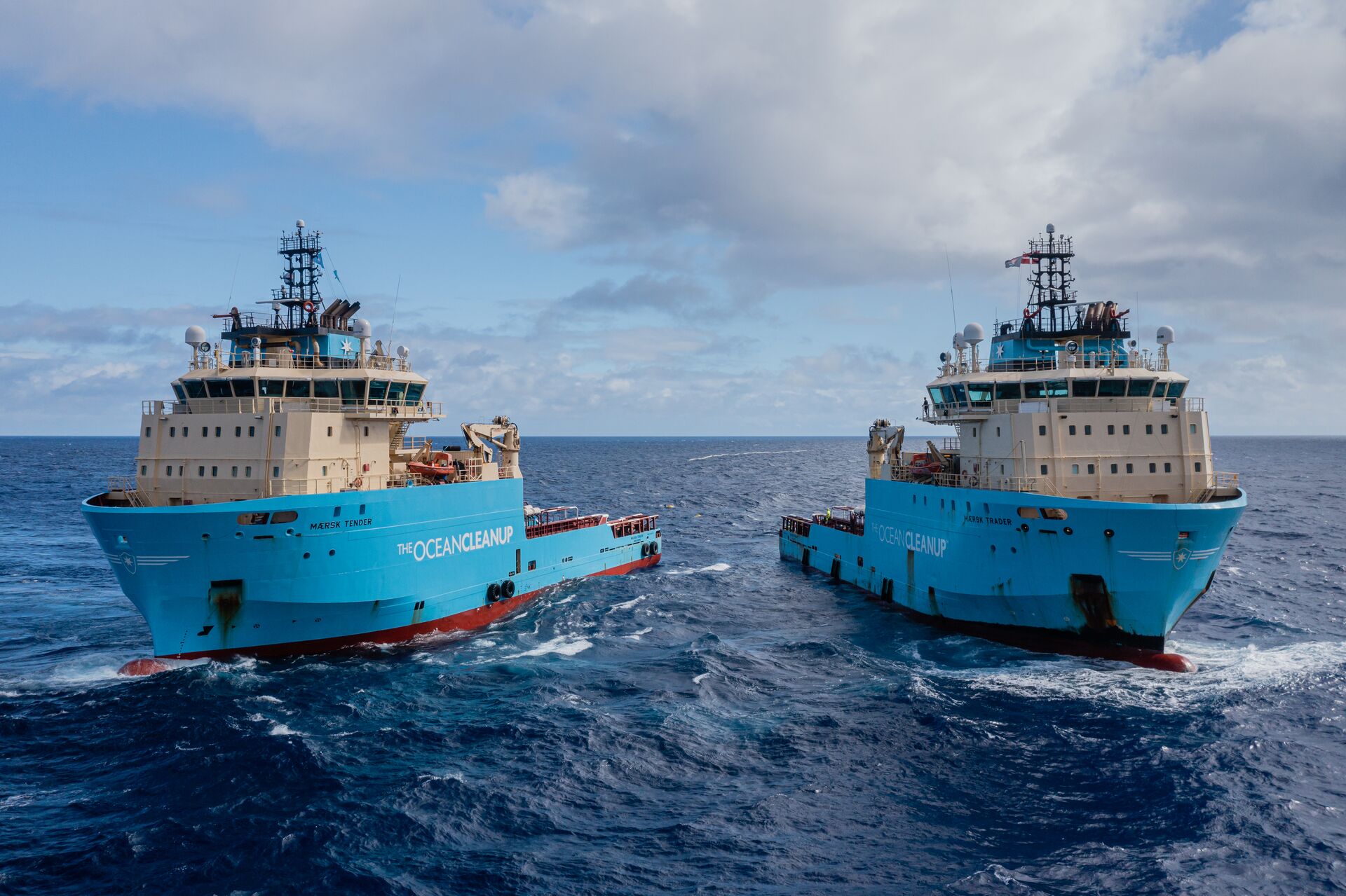 Maersk Tender and Trader with The Ocean Cleanup